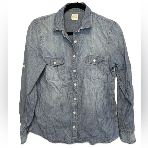 J.Crew Chambray Button Down Denim Shirt Sz S - Picture 1 of 7